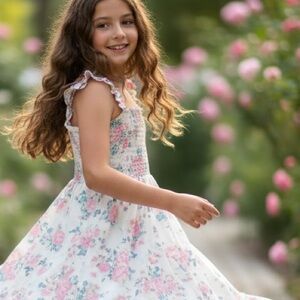 Vintage Girls Disney Cinderella Floral High-Low Dress - Size 14